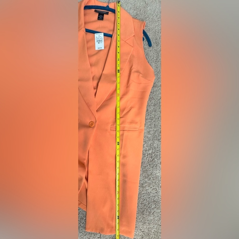 Ashley Stewart Orange Sherbet Sleeveless Tunic Vest 14/16 NWT One Button - Picture 8 of 8